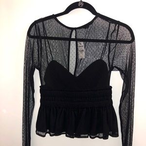 Black mesh top